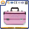 Caja de almacenamiento de cosméticos de aluminio con borde rosa (HB-3182)